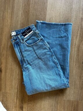 Abercrombie & Fitch Curve Love High Rise Cropped Wide Leg Jeans